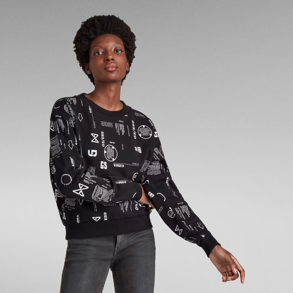 G-STAR RAW Women's Cropped Loose Sweater Allover